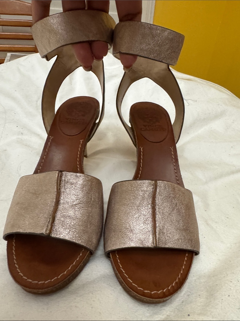 Vince Camuto Metallic Rose Gold Ankle-Strap Heels